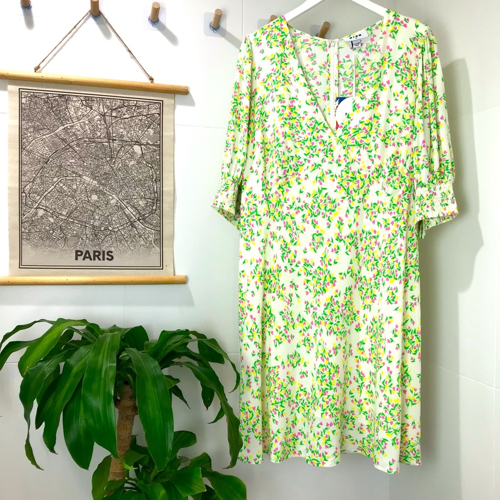 RIXO for Target Puff Sleeve Multicolor Green Dress